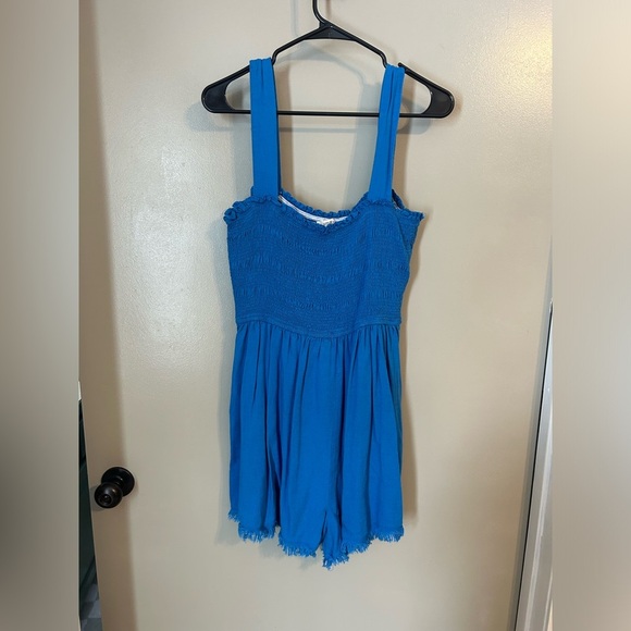 Umgee smocked top royal blue romper size large - Picture 1 of 5